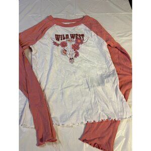 Girls Long Sleeve Top Shirt Size Large 12/14 Western Cowgirls Vibes SO